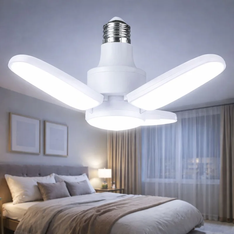 Lâmpada LED Dobrável E27 28W Bivolt Branco frio ou quente Hastes Ajustáveis (Ajuste de Ângulo)