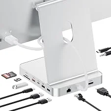 PULWTOP Hub USB C 11 em 1 atualizado para iMac 61.0 cm USB Hub 2021 2023 2024 suporta SSD M.2 (não incluído), acessórios iMac Hub M1 M3 M4, 4K HDMI, 2,5 G Ethernet, 5 USB A/C Max 10Gbps, SD/TF - Prata