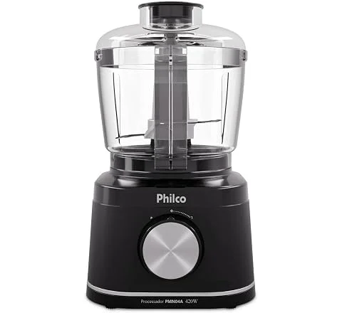 Processador de Alimentos Philco 420W com Jarra 500ml Função Pulsar e Trava de Segurança Preto PMN04A 127V