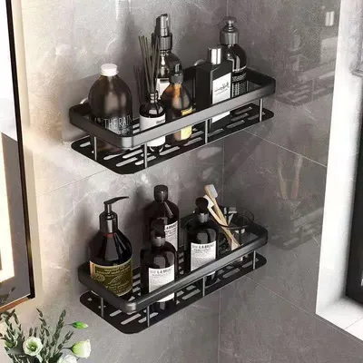1/2 Peças Suporte de Canto e Reta Porta Shampoo Prateleira Para Banheiro Organizador com Adesivo