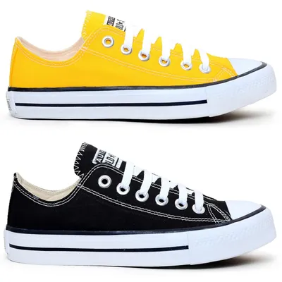 Kit 2 Pares Tenis Casual Feminino Masculino All Kalum Star Vulcanizado Confortavel