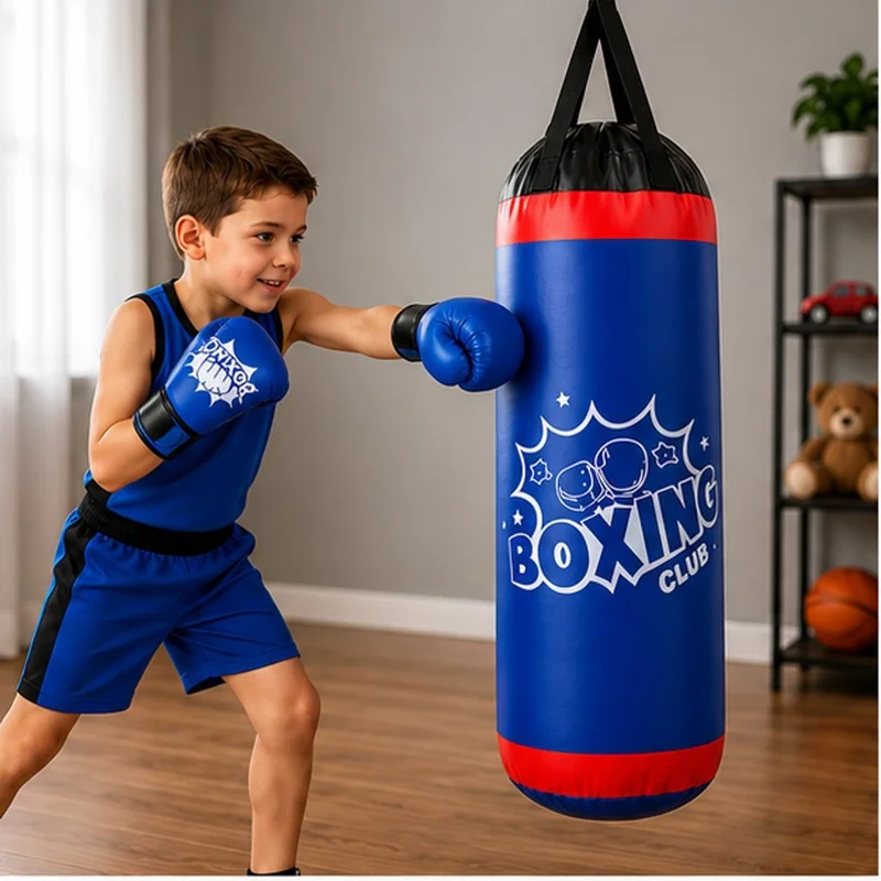 Saco De Pancada Infantil + Luvas Boxe Brinquedo Treino Forte Brinquedo Educativo e Divertido