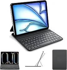 Teclado Capa Mágico Bluetooth Capa P iPad Pro Air (6ªM2/7ªM3/8ªM4/2024/2025/2026)(11"), Pro 11" (4ª-1ª Geração 2022-2018(11")),e Air 5ª/4ª 2022/2020 (10,9") e Trackpad, Teclado de Cinco Linhas (Preto)