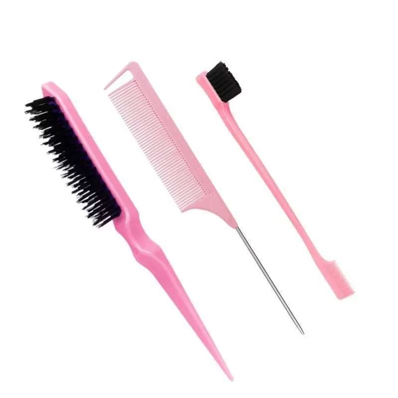 Conjunto De Escova De Cabelo 3 Peças Com Pente De Cauda De Mouse-Adição Perfeita À Rotina De Cuidados O