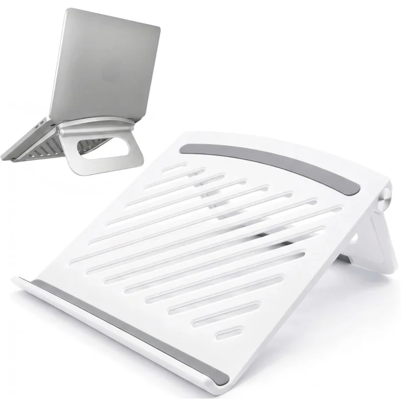 Suporte Notebook Ajustável Base Ergonômica Dobrável Portátil Ventilado com Ângulo Regulável 0 a 130 Graus para Mesa Escritório Trabalho Estudo Home Office Leve Resistente Antiderrapante