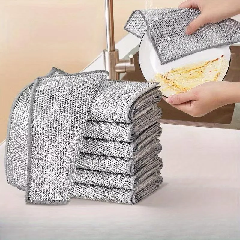 KIT 24/15/6/3 Panos De Limpeza Aço Premium Reutilizável Área Panela Fogão Toalha Louça