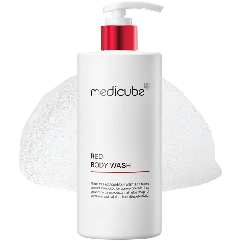 medicube Red Body Wash 35 ml I Limpador hidratante e pH baixo com ácido salicílico, ácido lático, niacinamida e ácido hialurônico adequado para tratamento de acne | Cuidados com a pele coreana