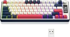 AOC GK280 Teclado sem fio 70%, Bluetooth Trimodo /2.4 GHz/USB-C, Teclado Gamer RGB LED Rainbow, Ideal para Jogos e Digitação, Ergonômico, Bateria Recarregável