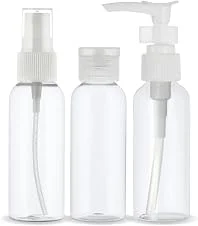 Kit 3 Frascos Viagem 75ml Spray Pump Transparente Shampoo Antivazamento Higiene Bagagem Mão