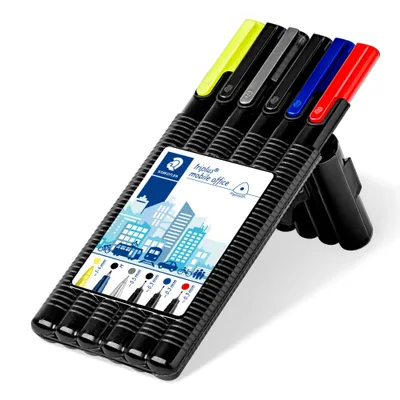 Kit Escritório, Staedtler, Triplus Mobile Office, 34 SB6, Caneta Fineliner + Caneta Esferográfica + Lapiseira + Marcador de Texto, Multicor