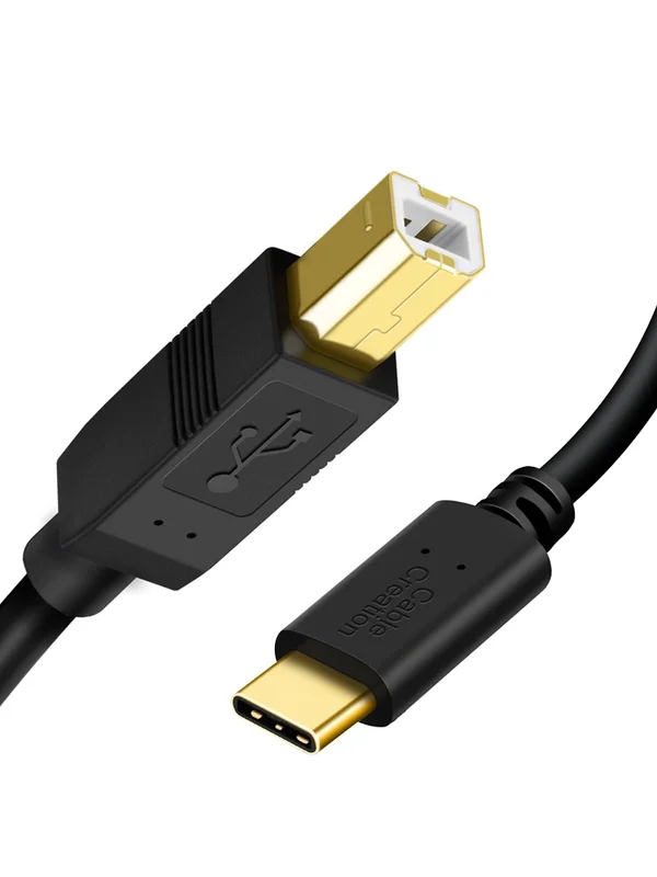 CableCreation Cabo USB C para B para impressora e scanner 3 metros, cabo MIDI para pianos digitais Yamaha e Casio, controladores de DJ, preto