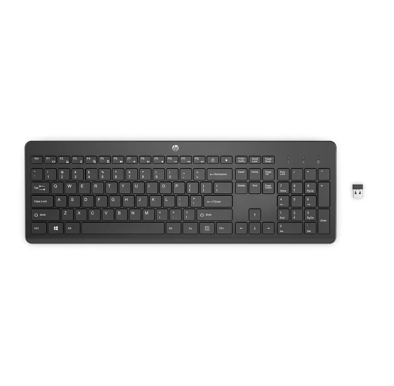 Teclado sem Fio HP 230 - com Dongle USB Wireless, Digitação Silenciosa e Precisa, Design Elegante, Até 16 Meses de Bateria, Layout BR, Preto (3L1E7AA)