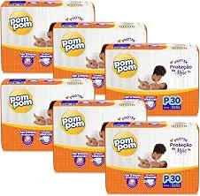 Fralda Pom Pom Protek Proteção de Mãe Jumbo P 180 Unidades