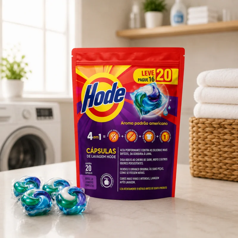 Sabão Cápsula Hode 353g Lava Roupas 4 em 1 Em Cápsula Amaciante Perfume Delicado Suave Detergente