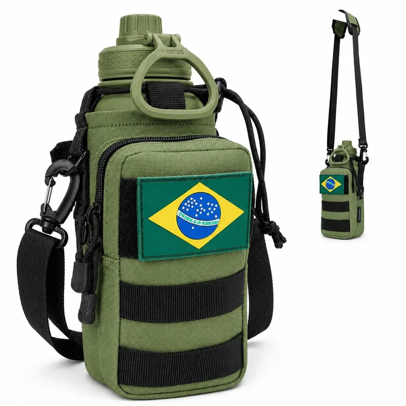 Garrafa Térmica 950ml Aço Inox 304 com Bolsa para Academia e Aventuras (Verde)