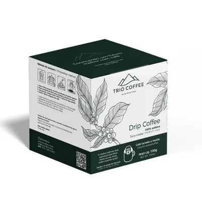 Café Especial TRIO COFFEE em DRIP | Dose Individual | 100% Arábica | Filtrar Direto Na Xícara | Caixa com 10 Unidades