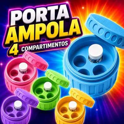 Porta Ampolas 3ml p/ 4 Unidades Estojo Organizador Rígido Seguro Tirze