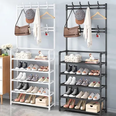 Arara 4/5 Andar Sapateira Organizador Cabideiro Suporte Multiuso Sapato Tenis Roupa Armários TOP&CASA