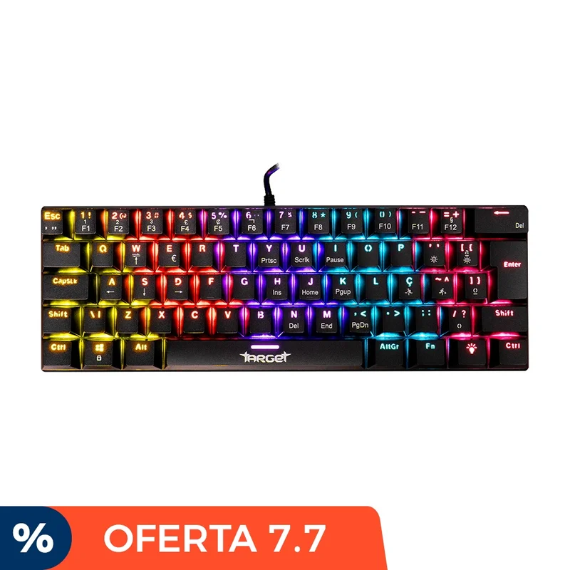 Teclado Mecanico TGT Sherman V3 C1, Rainbow, ABNT2, Switch Vermelho, Preto, TGT-SHRC-RD01