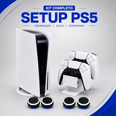 Suporte PS5 Base De Mesa Vertical + Grip + Suporte Controle