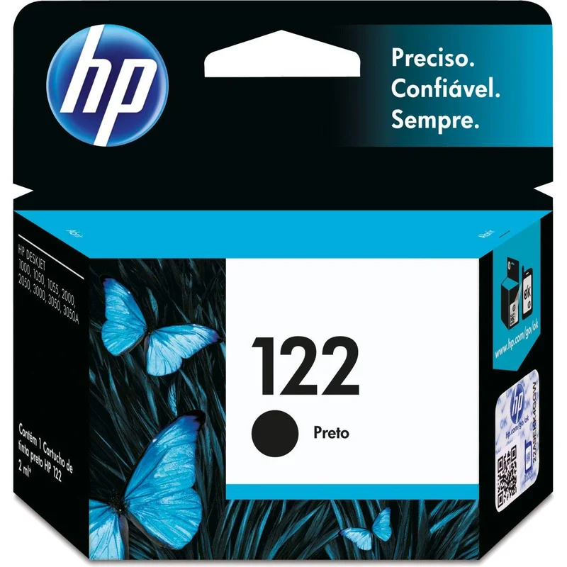 Cartucho de Tinta HP 122 Preto Original (CH561HB) Para Impressora HP DeskJet 1000, 2050, 3050, 2000