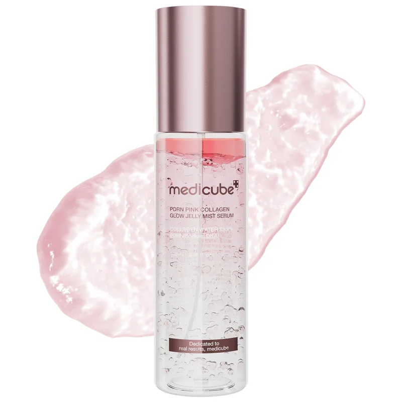 medicube PDRN Pink Collagen Glow Jelly Mist Serum | Máscara Facial Leve Diária 2 em 1 & Sérum | Hidratante & Firmador com Água de Colágeno & PDRN | 100 ml