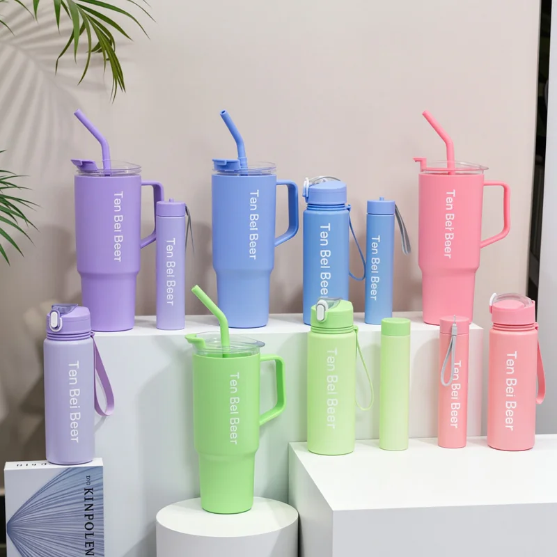 Kit 3 Garrafas Squeeze Motivacionais Garrafa Água Academia Com 1.2L e 800ml e 300ml copo stanley canudo