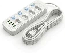 Extensão Filtro De Linha Régua Elétrica Bivolt Com 4 Tomadas Cabo 2 Metros