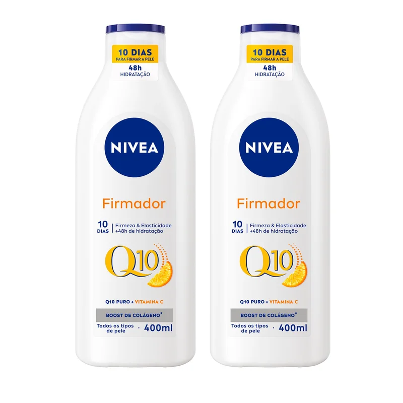 NIVEA Kit Loção Hidratante Firmador Q10 + Vitamina C para Todos os Tipos de Pele 400ml