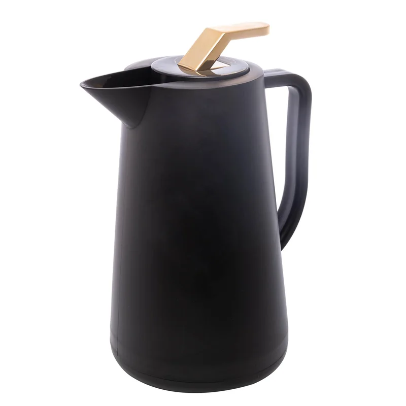 WOLFF Garrafa Térmica de Plástico Atenas Preta 1L - Utensílios de Cozinha - Mesa Posta - Decoração - Itens Para Casa-Perfeita Para Café e Chá-Mantém a Temperatura de Bebidas Quentes e Geladas