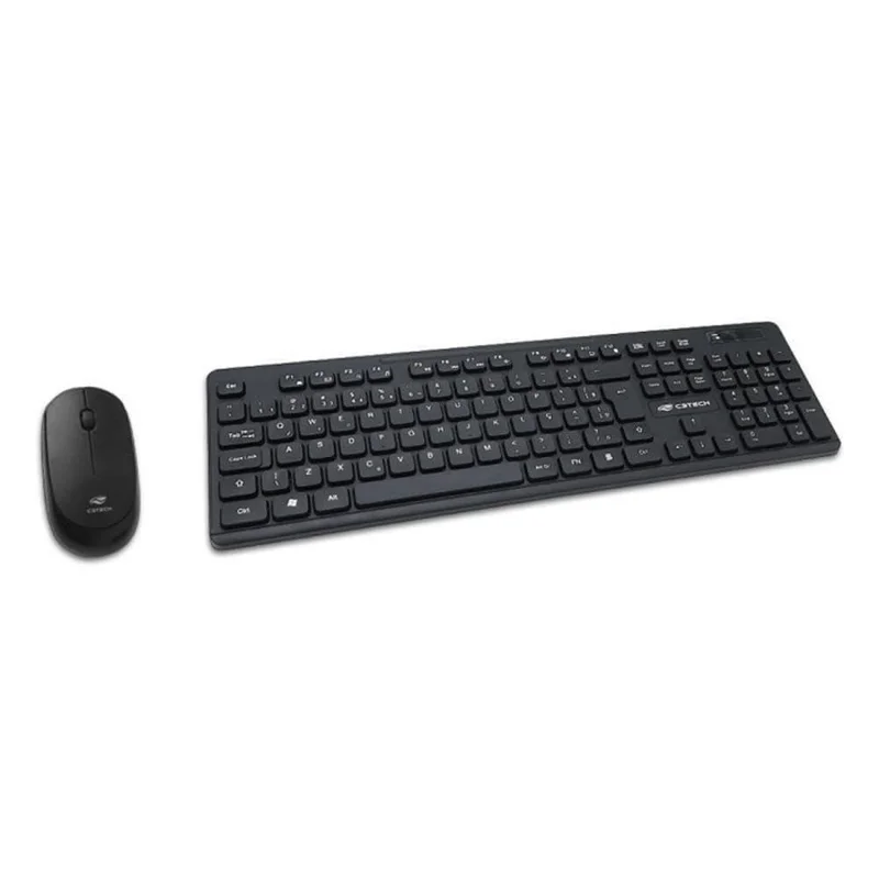 C3Tech Combo Teclado e Mouse K-W20BK sem fio Preto Layout ABNT2 Resistente a derramamento de agua