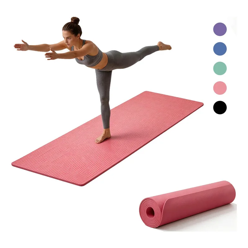 Tapete de Yoga XPE Espesso 10mm 60x180cm Antiderrapante Isolante Acústico Para Pilates Treino Exercício em Casa