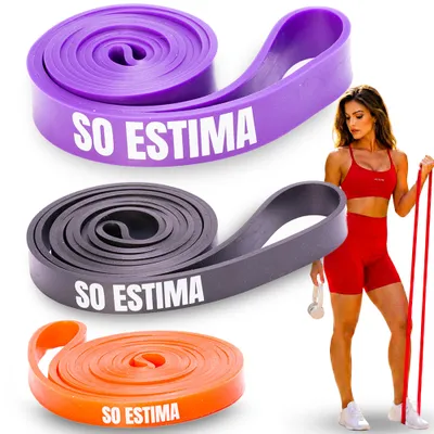 Super Band Faixa Elástica para Exercícios Kit 3 Intensidades de Resistência para Musculação Assistência Barra Fixa Agachamento Supino Treino Força em Casa ou Academia