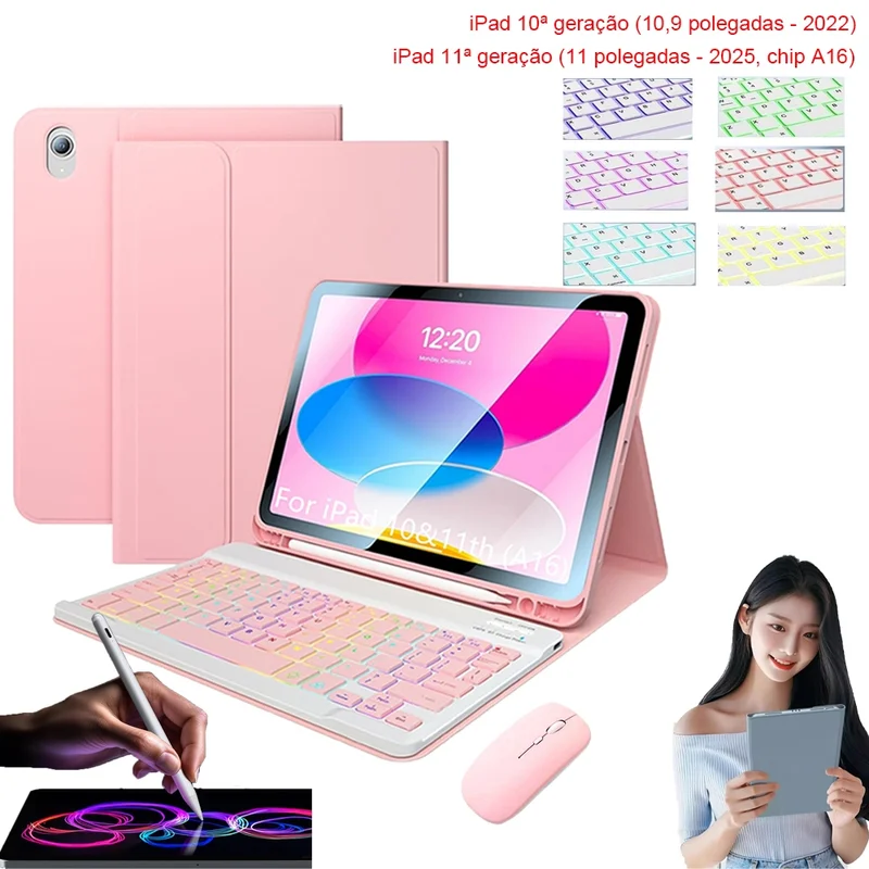 Back Field Capa para tablet + Mouse + Teclado + Caneta Para fio para ipad 11ª(a16)/10ª