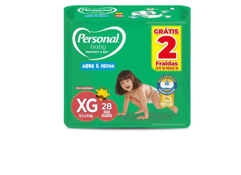 Fralda Personal Baby Protect e Sec XG Mega 9x28pads Leve 28 pague 26 Unidades