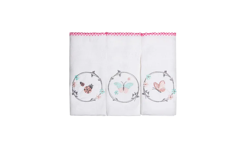 Papi Textil Fralda Bordados Karinho 70Cm X70Cm Contem 03 Un