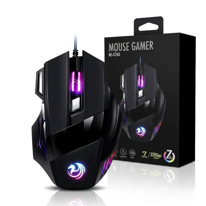 Mouse Gamer Laser X7 3200dpi Led Rgb Usb 7 Botões Profissional Original