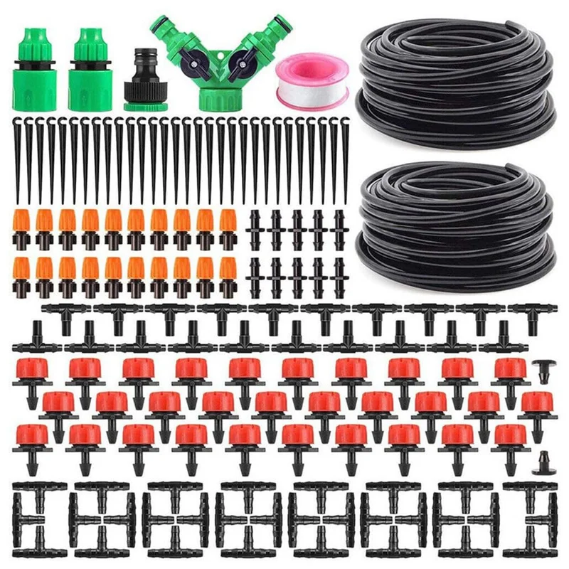 Kits de Irrigação por Gotejamento Kit de Irrigação Automática por Gotejamento 149 Peças DIY, Sistema Completo para Jardim, Horta, Vasos e Plantas, Mangueira e Conexões Flexíveis