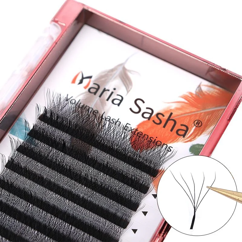 Maria 5D W M Curl UC/UD Cílios Fácil LU Ventilador Extensões De Atacado Volume Pré-Fabricado Estilo W Natural Macio