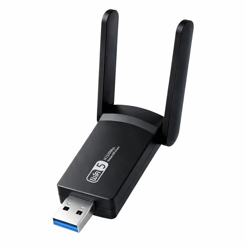 Adaptador WiFi USB 3.0 Premium Dual Band AC1300 1300Mbps 5GHz e 2.4GHz com 2 Antenas de Alto Ganho, Receptor Wireless para PC Desktop Notebook, Compatível com Windows, Internet Rápida e Estável