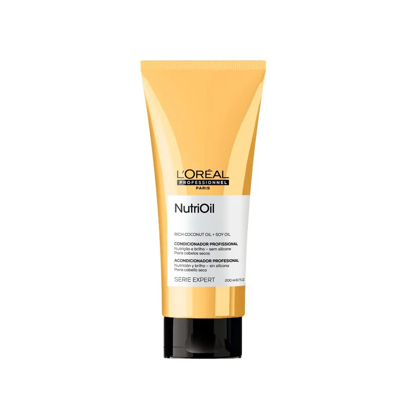 L'Oréal Professionnel Condicionador NutriOil para nutrição e brilho, enriquecido com óleo de coco, com textura leve e para todos os tipos de cabelo, 200ml