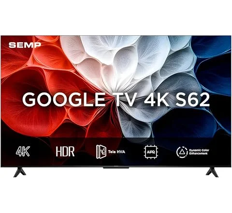 Smart TV Semp 43 Polegadas LED HVA 4K S62 WiFi Bluetooth Google TV 3 HDMI HDR10+ Dolby Audio 43S62