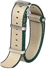 Pulseira Nylon Nato Para Relógio Vintage E Smartwatch.LC206 Tamanho:22 mm;Cor:Palha C/Vede