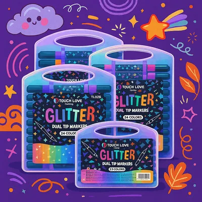 Caneta Marcadora Glitter Cores Vibrantes De Ponta Dupla Para Desenho E Escola