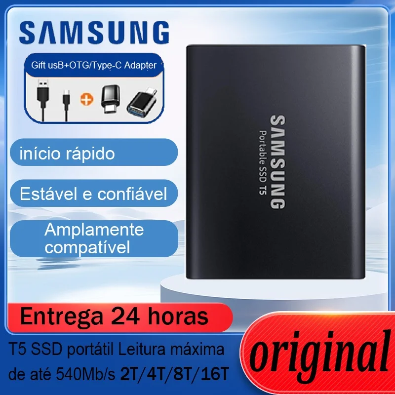 Original SAMSUNG SSD Externo 2TB 4TB 8TB 16TB Transferência De Alta Velocidade Portátil HD Disco Rígido
