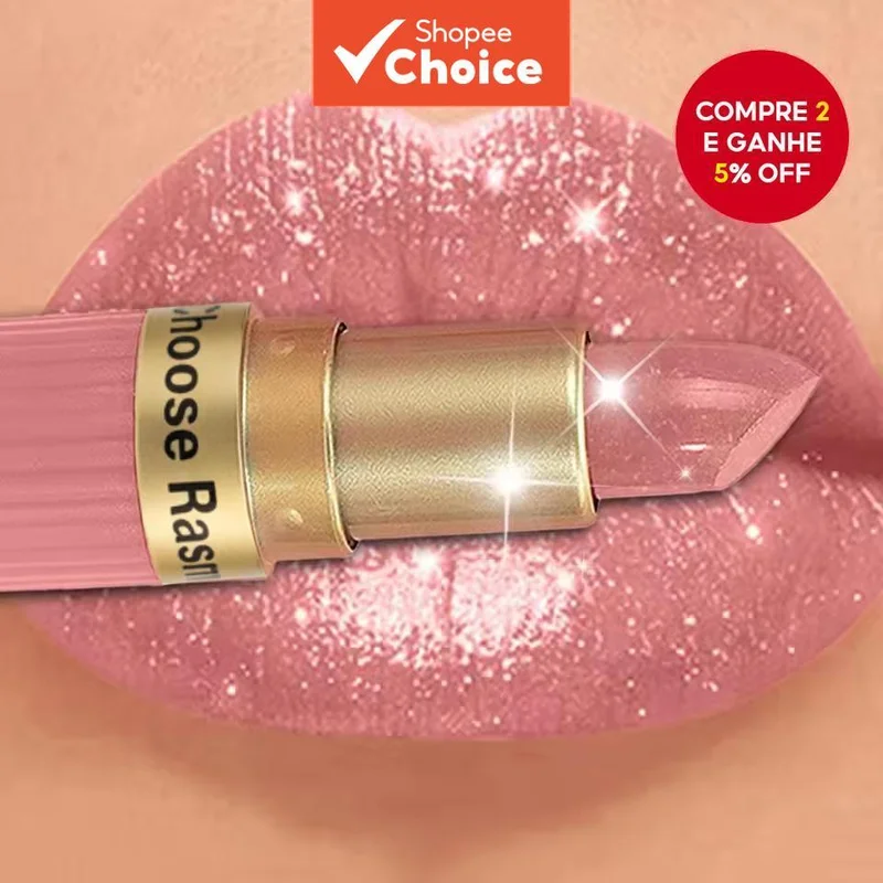 Batom De Veludo Com Glitter Rosa Perolado-Brilho Metálico À Prova D'água De Longa Duração , Escolha Maquiagem Oficial Ac