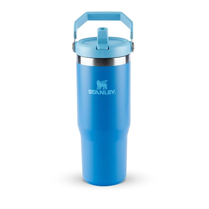 Stanley - Garrafa Térmica IceFlow Flip Straw Isolada em Aço Inoxidável e Reutilizável, Resistente a Vazamentos, 887 ml, Azure