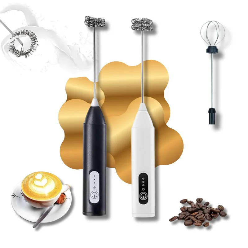 Mini mixer elétrico portátil recarregável com 3 velocidades. Ideal para bebidas, ovos e receitas rápidas. Inox, sem fio e USB – Qualidade Premium LNSTORE