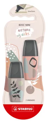 STABILO BOSS ORIGINAL Mini Nature Vibes Marca Texto – Blister com 2 unidades – Warm Grey e Sienna