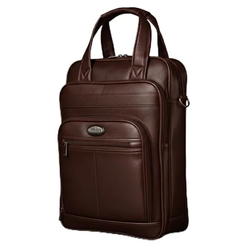 Mochila Couro Reforçada Executiva Grande Mochila para Notebook Trabalho Viagem Escola com Cabo de Aço Impermeável (Marrom 7006)